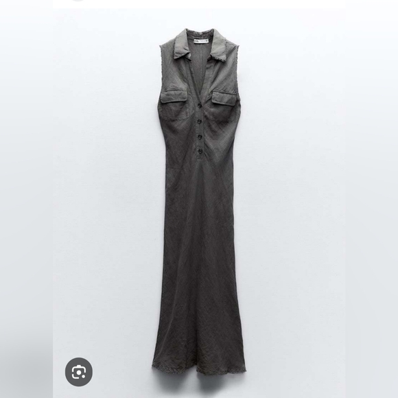 Zara Dresses & Skirts - BNWT Linen Zara Gray Sleeveless Maxi Dress. **FIRM ON PRICE**